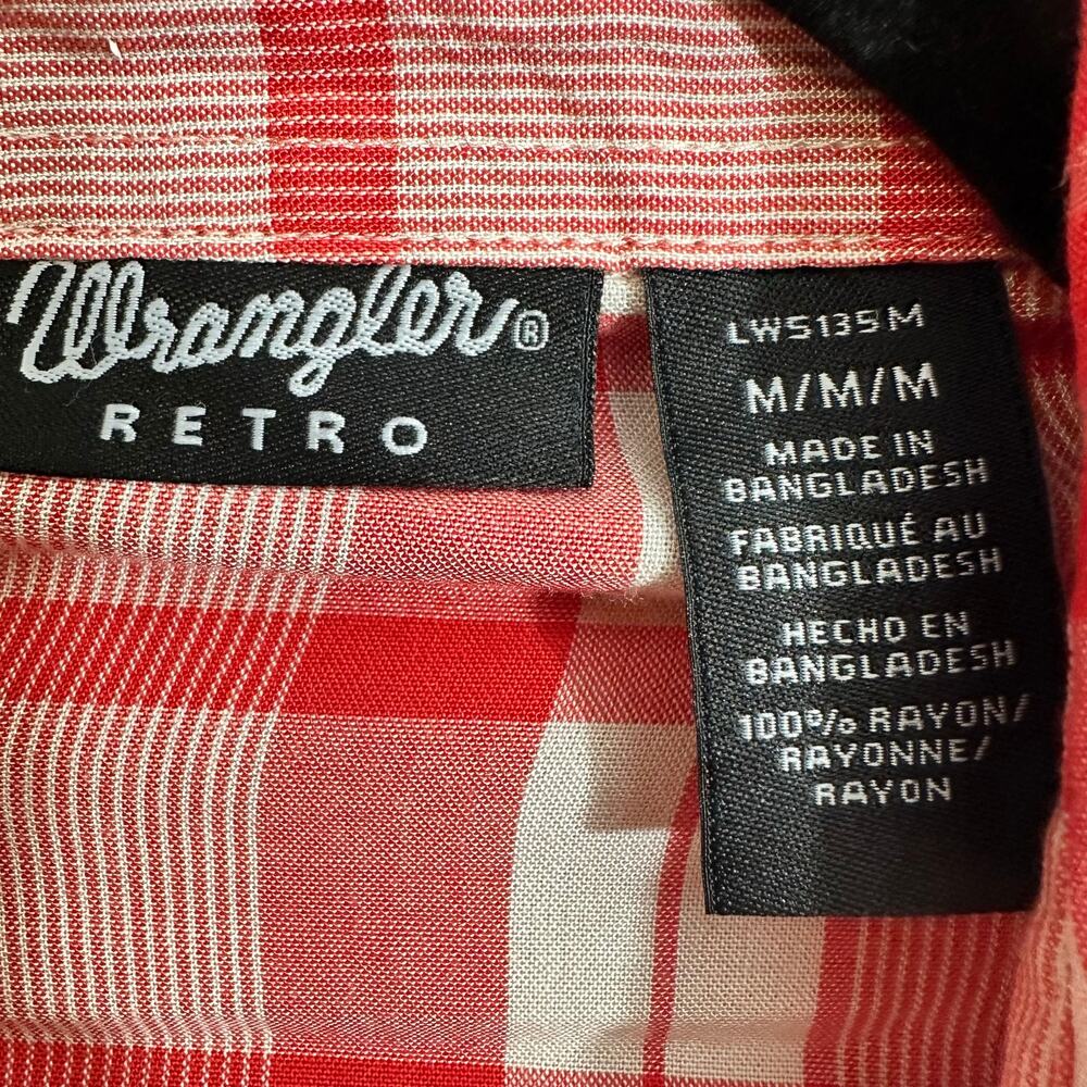 Wrangler Retro Red Plaid Pearl Snap Long Sleeve Shirt Medium Western Cowgirl - Picture 8 of 9